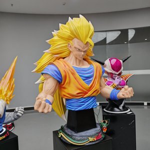 Estatua de Busto de Goku <span class=keywords><strong>Super</strong></span> Saiyan <span class=keywords><strong>3</strong></span> de Alta Calidad de Dragon <span class=keywords><strong>Ball</strong></span> Z con Base de Shenron, Figura de Anime de Resina Coleccionable para Decoración - Product Image 1