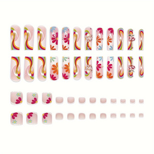 Prensa hecha a mano en suministros <span class=keywords><strong>para</strong></span> <span class=keywords><strong>uñas</strong></span>, venta al por mayor, 48 Uds., ABS, Cuadrado largo, verano, colorido, juego <span class=keywords><strong>de</strong></span> <span class=keywords><strong>uñas</strong></span> <span class=keywords><strong>de</strong></span> verano con flores y juegos <span class=keywords><strong>de</strong></span> <span class=keywords><strong>uñas</strong></span> <span class=keywords><strong>de</strong></span> los <span class=keywords><strong>pies</strong></span> - Product Image 2
