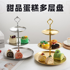 Stainless Steel Multi Tier Cake Stand 3 Tier Dessert Display For Indoor Use Modern Style Durable Metal Frame - Product Image 4