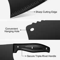 Couteau de Chef Japonais Professionnel 275 mm, Lame Noire Antiadhésive en Acier Inoxydable, Manche Intégral, pour Cuisine Droitière