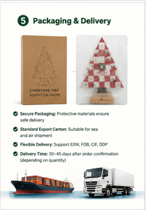 Calendrier de l'Avent en bois écologique et durable avec compartiments numérotés pour offrir en cadeau lors des fêtes, arbre de Noël en bois - Product Image 4