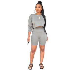 Venta al por mayor larga tops para usar con polainas apretado casual 2 piezas trajes niñas fitness <span class=keywords><strong>yoga</strong></span> conjuntos cortos inicio - Product Image 5