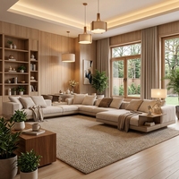 Ensemble de canapés minimalistes italiens Connery, revêtement en cuir véritable, chaise longue d'angle en forme de U pour salon