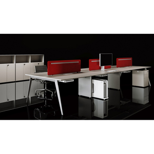 Bureau de travail modulaire convertible en bois moderne avec supports en acier, mobilier commercial 6 places - Product Image 5