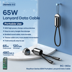 Adaptador USB Tipo C RC-140 de 65W con Cable Trenzado de Carga Rápida, Lanyard OEM Portátil y Llavero USB RC-140a/140i - Product Image 3