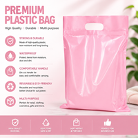 Sac de courses en plastique rose imprimé sur mesure avec poignée découpée pour l'emballage de vêtements, cosmétiques, livres et cadeaux en détail