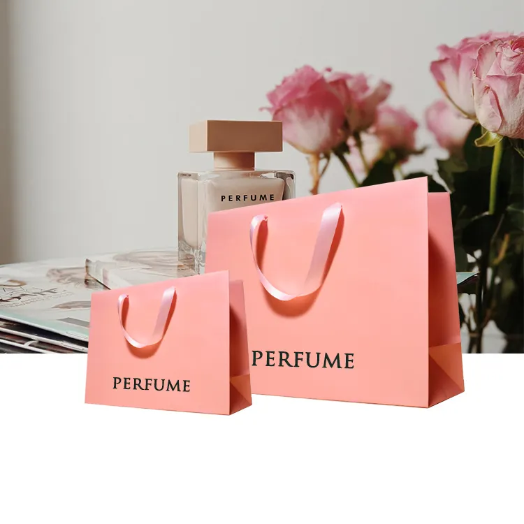 Wholesale Custom Logo Printed Luxury Boutique Makeup Perfume Paper Shopping Gift Bag For Packaging
