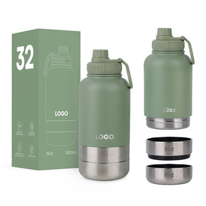 Botella de viaje para mascotas de acero inoxidable JZ de 32oz, juego de cuencos y comida de agua 3 en 1, aislado al vacío a prueba de fugas para perros y propietarios - Product Image 2
