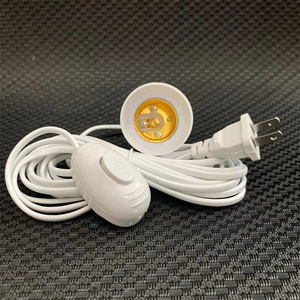 Enchufe plano europeo 2 pines AC 250V <span class=keywords><strong>E27</strong></span> Cable de enchufe de lámpara para iluminación Cable de extensión DIY para interruptor de botón de encendido y apagado de luz de techo - Product Image 2