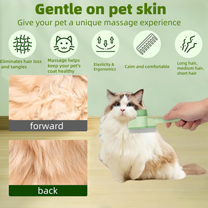 Peine de acero inoxidable con dientes metálicos para mascotas, cepillo para eliminar el pelo de gatos y perros, desenreda y elimina pulgas y pelo. - Product Image 4