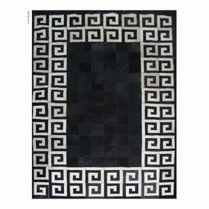 ชุดพรมหนังวัวถักลายเรขาคณิตพรมคอตตอนสำหรับออกกำลังกายทำมือเป็นมิตรกับสัตว์เลี้ยงไม่ลื่น - Product Image 1