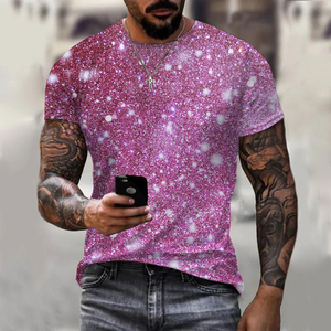 T-shirt da <span class=keywords><strong>uomo</strong></span> estiva con stampa 3D glitterata, taglie forti, stampa all-over, OEM e ODM - Product Image 4