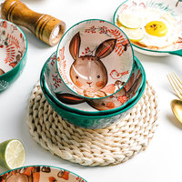 Vaisselle lapin créative tasse porte-oeufs vaisselle Pâques mignonne assiette à dessert bol en céramique porcelaine cadeaux en porcelaine osseuse