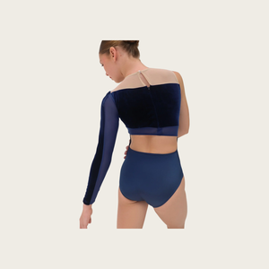 Body da Danza <span class=keywords><strong>Jazz</strong></span> di Alta Qualità per Bambini e Donne, Costume da Palcoscenico Modesto in Blu Navy - Product Image 4