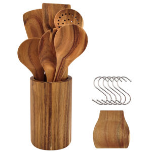 12-Piece Set of Acacia Wood <strong>Kitchen</strong> Cooking Tools Restaurants Hotels Families IncludesSpoons Bowls Stylish <strong>Kitchen</strong> Accessories - Product Image 3
