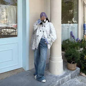 Pantaloni in Denim lavato blu chiaro alla moda Streetwear pantaloni larghi a gamba larga di alta qualità <span class=keywords><strong>Jeans</strong></span> larghi da <span class=keywords><strong>uomo</strong></span> - Product Image 6