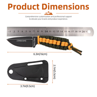 Couteau de survie Baiyuheng artisanal, entièrement gainé de paracorde, lame fixe, outil EDC pour le camping, le bushcraft et les activités sportives de plein air