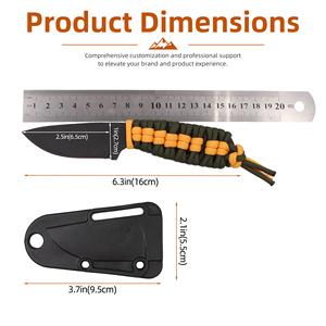 Coltello da Sopravvivenza Baiyuheng Artigianale con Manico Avvolto in Paracord, Lama Fissa in Acciaio 3cr13, Strumento EDC per Campeggio e Bushcraft - Product Image 2