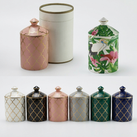 Pot en céramique rose personnalisé gaufré, style nordique, avec support doré pour bougie, plusieurs tailles, récipient vide pour la fabrication de bougies en cire de soja