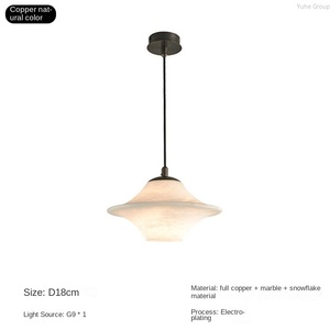 Lustre LED moderne de luxe en marbre naturel, style post-moderne simple, grand plafond, chambre à coucher, villa, salon, restaurant - Product Image 5