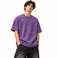 T-shirt Homme Vintage Oversize Streetwear Manches Courtes en Coton Lourd 260GSM Délavé Effet Neige Personnalisé OEM ODM Vente en Gros