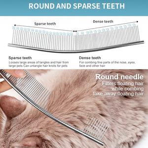 Pettine per toelettatura per animali domestici in acciaio inossidabile con pettine per capelli in metallo di grandi dimensioni con Logo personalizzato all'ingrosso in fabbrica - Product Image 3