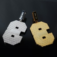 Pendentif Moissanite Personnalisé Numéro 3, Sertissage Glacé, Pierres VVS Baguette et Rondes, Argent Sterling 925 Plaqué Or 14K, Breloque Unisexe Hip Hop