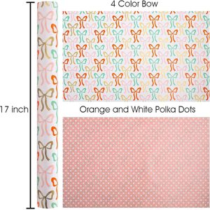 Burymento Bow Wrapping <b>Paper</b> <b>Roll</b> 17in x 32.8ft Reversible Gift <b>Wrap</b> for Birthday Valentine Mothers Day Graduation - Product Image 4