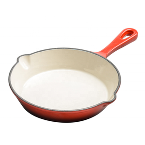 Sartén redonda <span class=keywords><strong>de</strong></span> <span class=keywords><strong>hierro</strong></span> fundido esmaltado para cocina, sartén multiusos con recubrimiento <span class=keywords><strong>de</strong></span> esmalte <span class=keywords><strong>de</strong></span> porcelana y boquilla - Product Image 1
