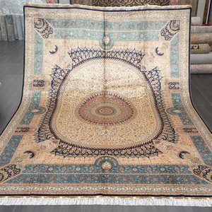 183x 274cmエリアラグ手作りインドオリエンタル効果ハンドノットカーペットシルクラグ - Product Image 1