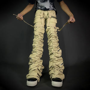 جينز رجالي عصري من DiZNEW لعام 2025، بنطلون ضيق مكدس بتصميم هيب هوب، جينز أبيض بشعار، مظهر متهالك متوسط، جينز رجالي ضيق سريع الجفاف - Product Image 1