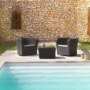 Nova Tte--Tte Graphite Armchair and <b>Table</b> for Outdoor Use Recycled <b>Plastic</b> Contemporary Eco-Friendly <b>Garden</b> Set - Product Image 3