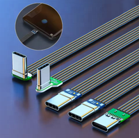 Cable USB-C a USB-C de 90 grados, de 5-200 cm °   Cable Adaptador en Ángulo para Banco de Energía, Cable de Carga Flexible PD, Cable USB C Plano de Silicona, 2A 480Mbps