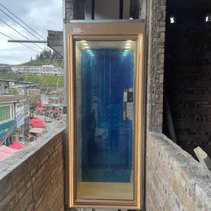 Hydraulic Drive Residential Lift Wood <strong>Grain</strong> Finished Villa <strong>Elevator</strong> Glass Panel Home Lift - Product Image 1