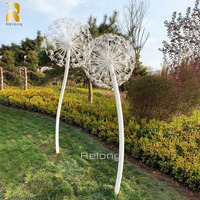 Décoration extérieure de jardin Sculpture abstraite en acier inoxydable Statue de pissenlit géant à vendre