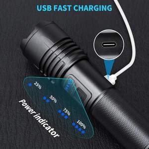 Lampe torche LED tactique de camping et d'extérieur super lumineuse 10000 lumens, 3 modes, étanche, rechargeable par USB, avec fonction de banque d'alimentation - Vente en gros - Product Image 5