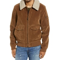 Blouson aviateur à col en peau de mouton doublé en Sherpa avec logo personnalisé et fermeture éclair coupe normale pour hommes