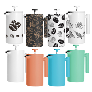 Custom Logo Classical 34 oz Stainless Steel Double Wall Insulated Coffee Maker French Press with Ladle - Product Image 2