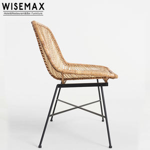 WISEMAX Banc de jardin en rotin <span class=keywords><strong>Paris</strong></span> en gros, mobilier d'extérieur, rotin PE naturel, deux places avec pieds en métal, chaise de bistrot, chaise de salle à manger - Product Image 3