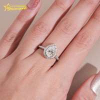 Bague de fiançailles en argent 925 avec moissanite taille poire 7x10mm 2 carats, design Halo, bijoux fins personnalisés pour femme