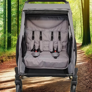 TC-2024T Child Jogger Easy Folding 3 in 1 Lightweight Twin Stroller Trailer with Aluminum Frame & Canopy - Product Image 6
