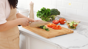 Planches à découper en <span class=keywords><strong>bambou</strong></span> bio avec rainure pour les jus et poignées latérales, robustes, durables, réversibles, en bois, pour charcuterie et fromages - Product Image 5