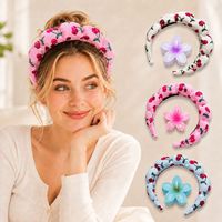 Ensemble de bandeaux et serre-têtes moelleux à imprimé cerises pour spa, avec pinces à cheveux fleur de frangipanier, pour femmes, pour le lavage du visage, les soins de la peau et la décoration capillaire