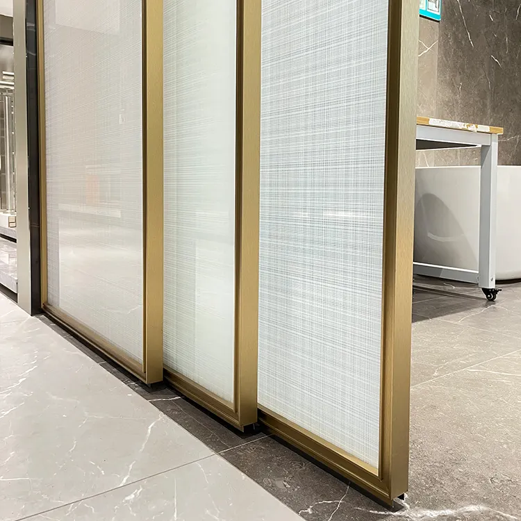 Système de porte coulissante télescopique à cadre en acier inoxydable pour porte de bureau porte de séparation balcon fermeture en douceur quincaillerie de porte coulissante en verre