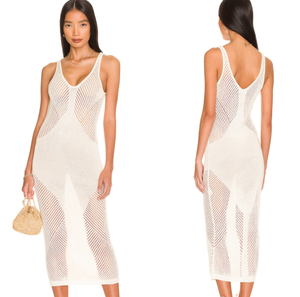 NUEVO <span class=keywords><strong>Dos</strong></span> <span class=keywords><strong>colores</strong></span> Vestido largo de ganchillo Algodón Talla única Sexi Lady Traje de baño Backless Cover Ups - Product Image 1