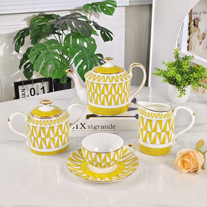 15 Pieces of Luxurious Yellow <b>Coffee</b> Utensils Tea Pot <b>Coffee</b> Powder Milk Pot Sugar Pot <b>Gift</b> Giving Home <b>Coffee</b> <b>Set</b> - Product Image 5