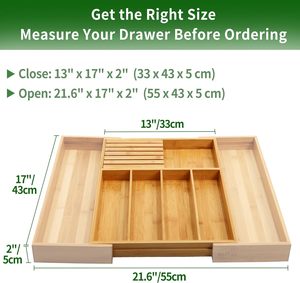 Organizzatore per Posate in Bambù, Portaposate Espandibile per Cucina con Divisori - Product Image 3