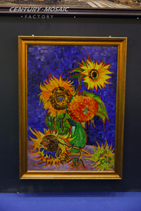 Mosaïque murale personnalisée Centurymosaic, <span class=keywords><strong>tournesols</strong></span> multicolores, mosaïque en verre artisanal, mosaïques murales pour le salon et le fond <span class=keywords><strong>de</strong></span> scène - Product Image 3