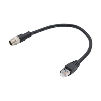Conector Industrial RJ45 con Cable y Conector Recto de 4 Pines con Código D M12, Resistente al Agua IP67