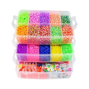 Grand ensemble de 15 000 <span class=keywords><strong>élastiques</strong></span> arc-en-ciel tressés à trois couches pour bracelets DIY pour enfants, jouet éducatif fait main avec boîte blanche - Product Image 3